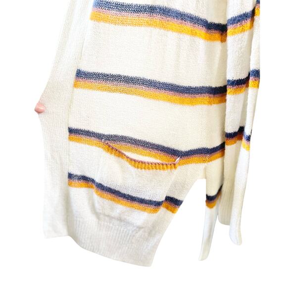 SO Women's Multicolored Striped Open Front Cardigan Small - Picture 5 of 13